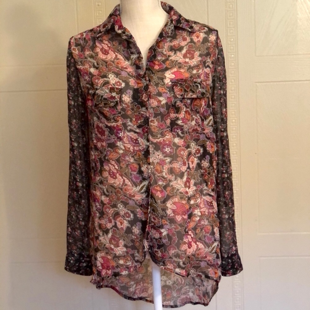 Band of Gypsies floral semi-sheer high-low